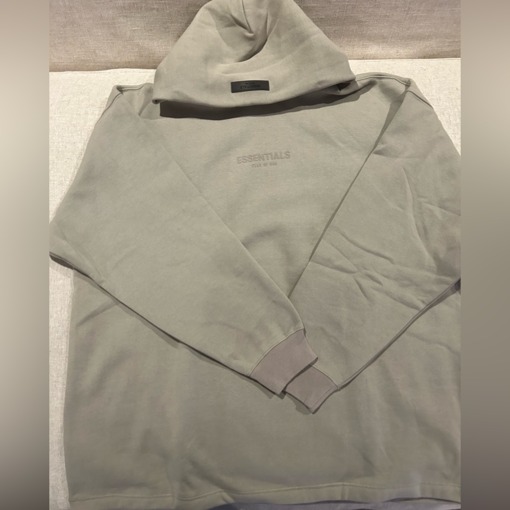 ✨Fear of God essentials relaxed cotton blend hoodie in smoke mens size XL